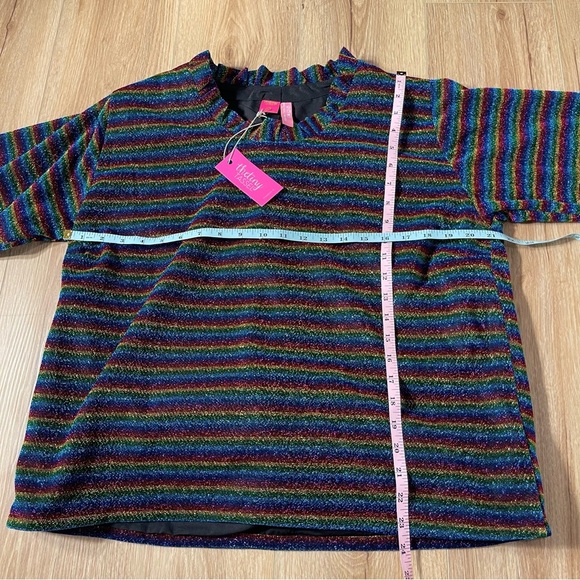 The Tiny Tassel Rainbow Shimmer Striped Ruffle Sleeve and Collar Top Size XL - Picture 9 of 9